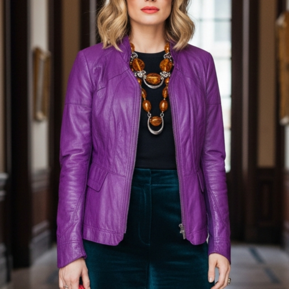 Danier Purple Leather Jacket